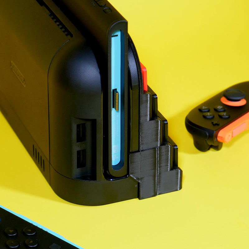 Switch 2 game storage on dock back angled