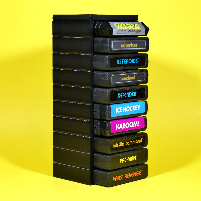 Atari 2600 Stackable Organizer 10-slots with lid angled view