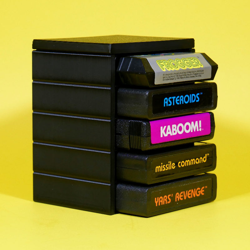 Atari 2600 Stackable Organizer 5-slots with lid angled view